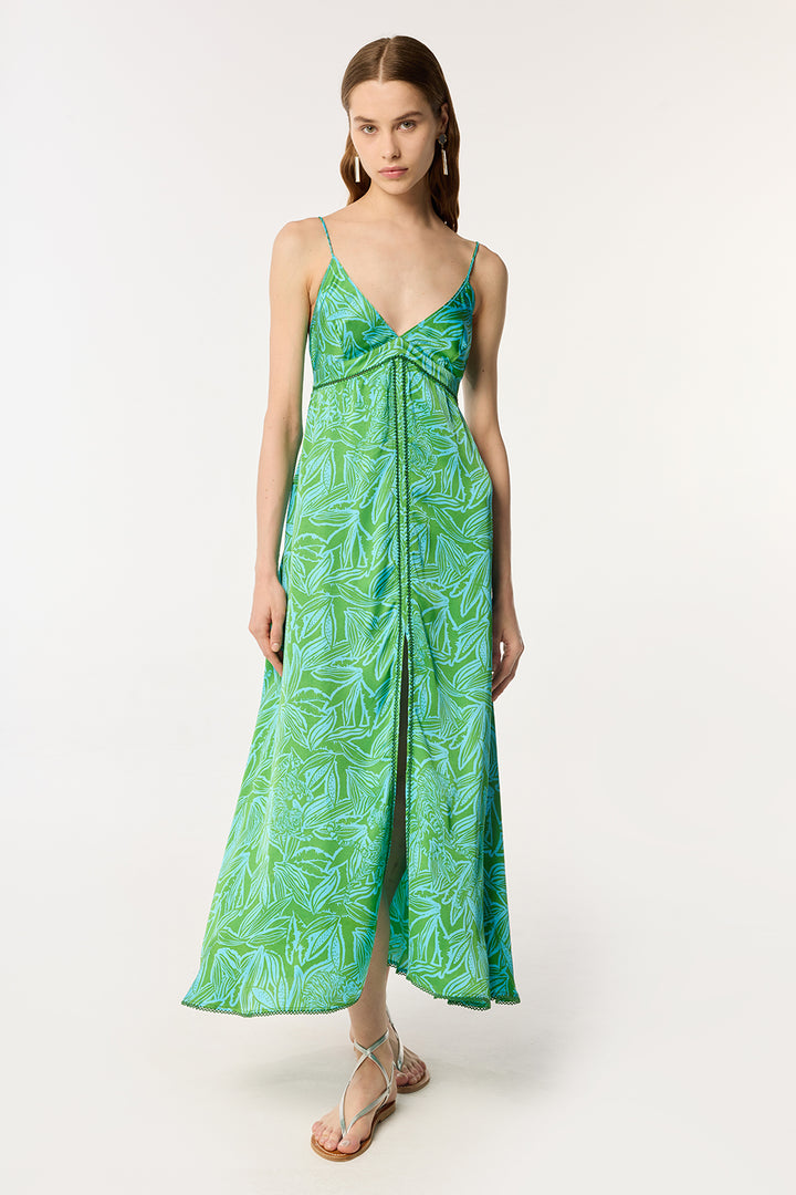 Long Dress Denise - Turquoise Pop Tiger - Millie Costal Accents