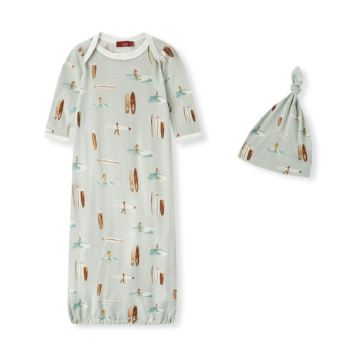 Vintage Surf Newborn Gown & Hat Set