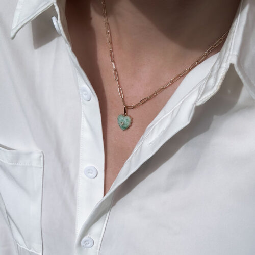 Isabel Green Dot Paperclip Necklace