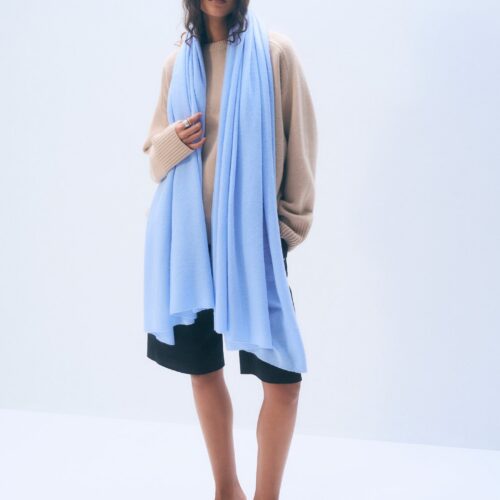 100% Cashmere Travel Wrap - Blue Vapor