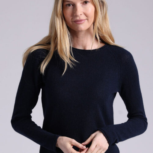 Sheer Luxury Cashmere Raglan Crew - Navy