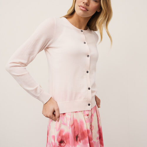 Giulia Knitted Wool Cardigan - Blush