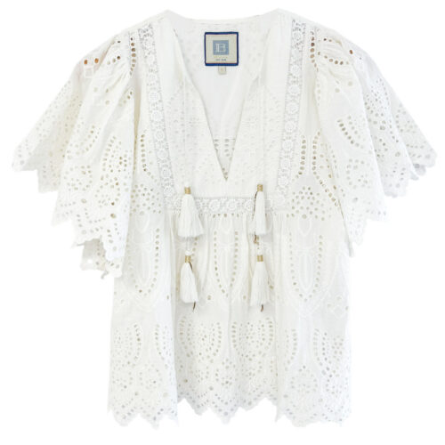 Angel Top- White Art Deco Eyelet