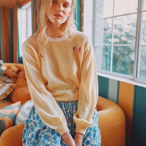 Kate Sweater Soleil Sailboats - 100% Cashmere