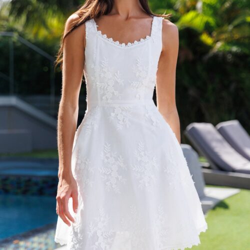 Ivy 3D Voile Dress - White