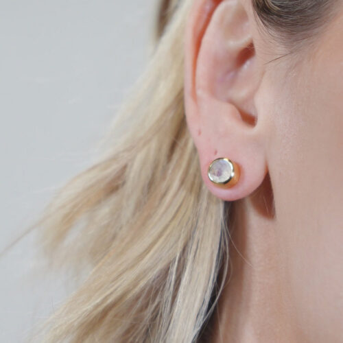 Signature Midi Knockout Studs - Rainbow Moonstone