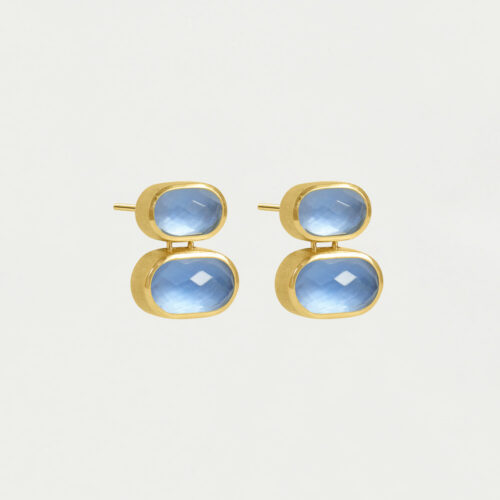 Mercer Double Gemstone Drop Earrings Celestial Blue