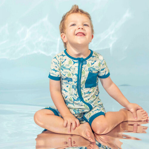 Shark Friends Bamboo Baby Shortie Romper