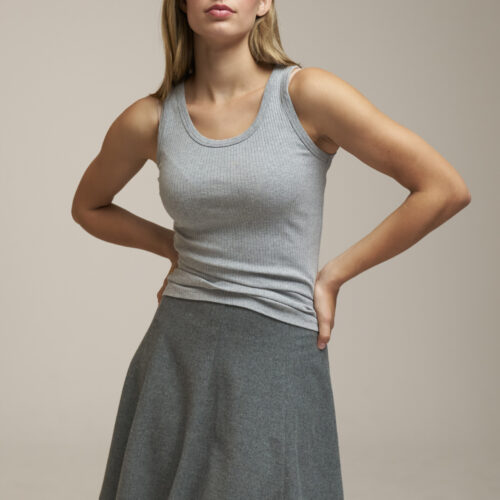 Ella Rib Jersey Top - Grey