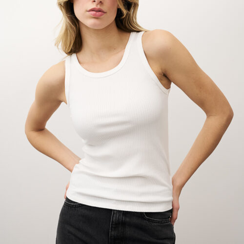 Ella Rib Jersey Top - White