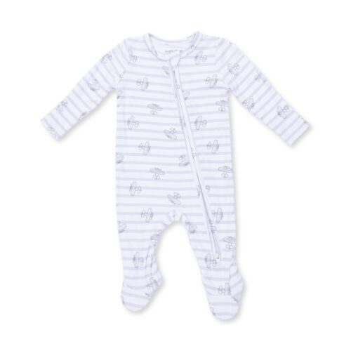 2 Way Zipper Footie - Airplane Stripes
