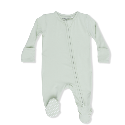 2 Way Zipper Footie - Solid Milky Green
